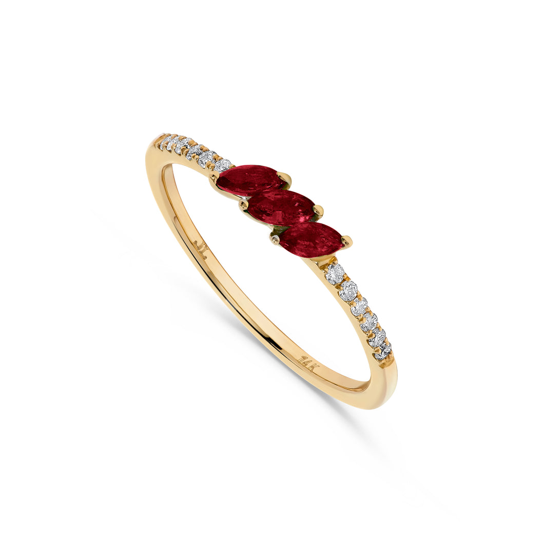 14K Gold Ruby & Diamond Ring
