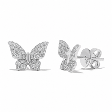 Load image into Gallery viewer, 14K Gold Diamond Butterfly Stud Earrings
