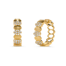 Load image into Gallery viewer, 14K Yellow Gold Pave Diamond &amp; Textured Gold Necklace
