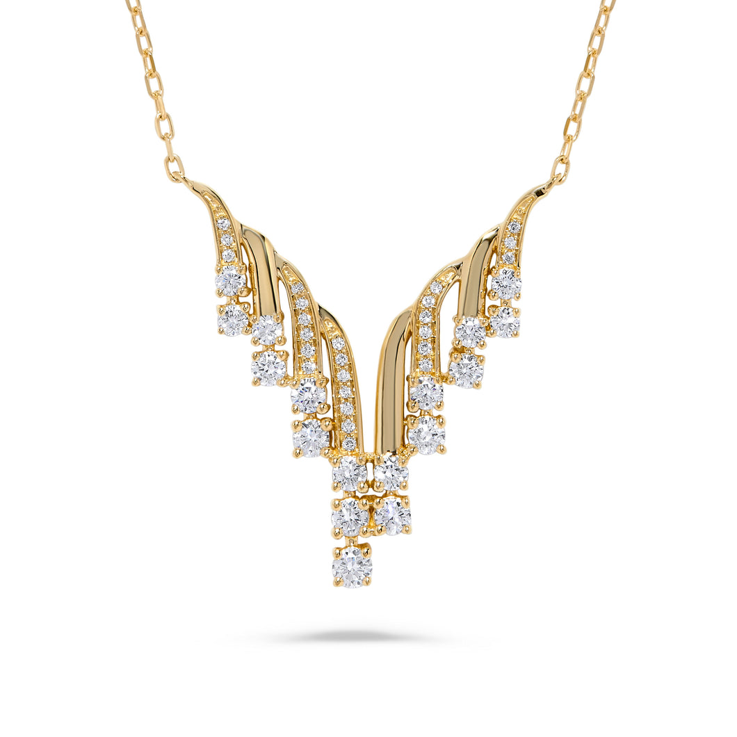 14K Yellow Gold Diamond Waterfall Necklace