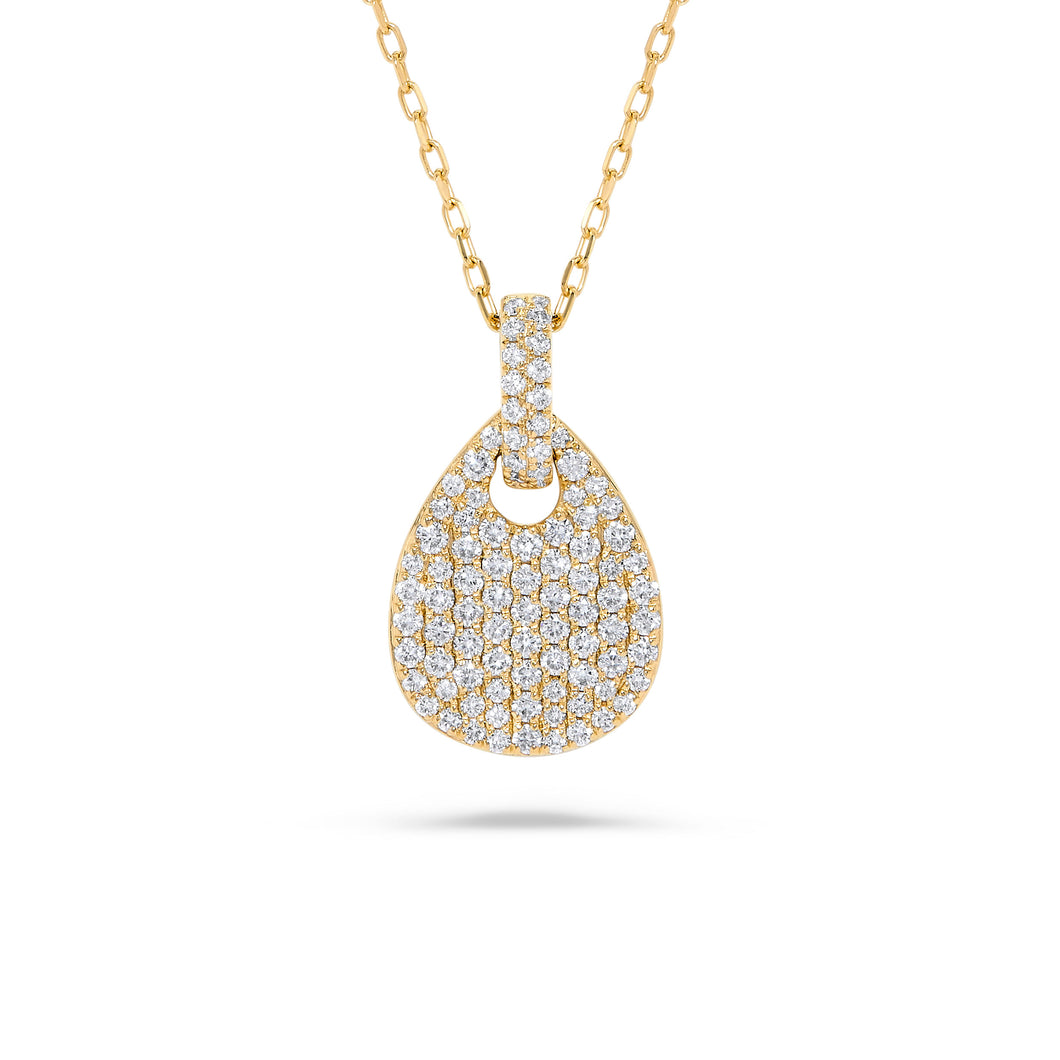 14K Yellow Gold Diamond Pave' Pear Shape Pendant