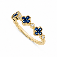 Load image into Gallery viewer, 14K Gold Sapphire &amp; Diamond 3-Clover Ring
