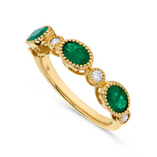 Load image into Gallery viewer, 14K Yellow Gold Emerald &amp; Diamond Ring
