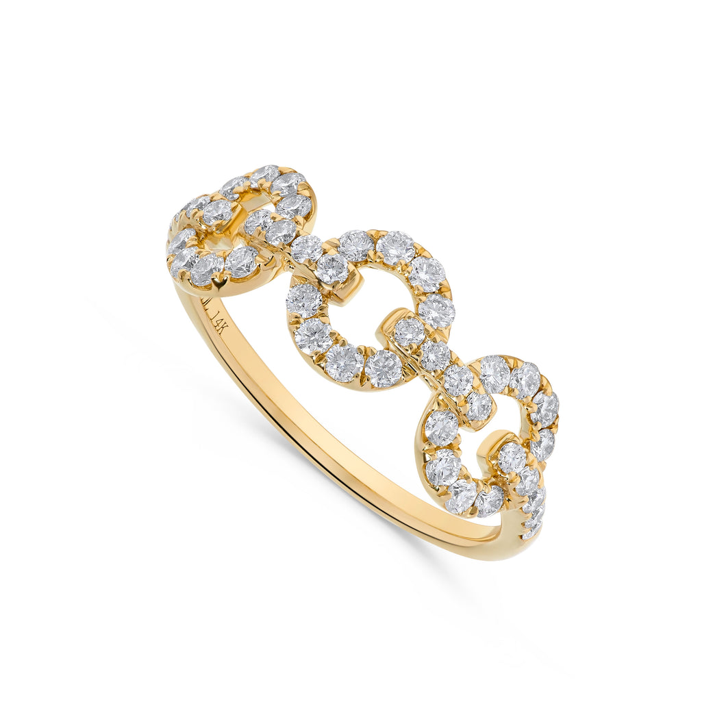 14K Yellow Gold Diamond Link Ring