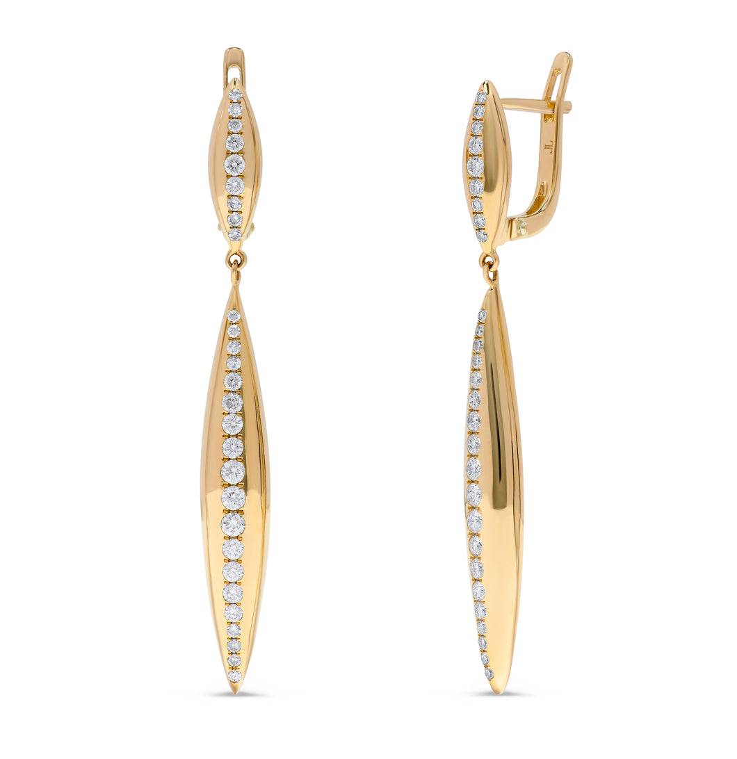 14K Yellow Gold Diamond Onde del Mare (Ocean Waves) Earrings