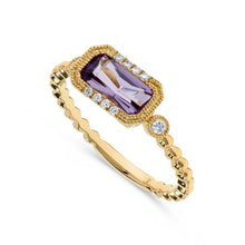 Load image into Gallery viewer, 14K Yellow Gold Amethyst &amp; Diamonds Stud Earrings
