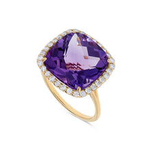 Load image into Gallery viewer, 14K Yellow Gold Amethyst &amp; Diamond Ring
