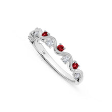 Load image into Gallery viewer, 14K Gold Ruby &amp; Diamond Wave Band
