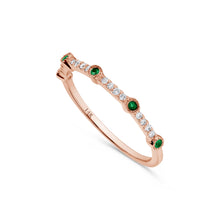 Load image into Gallery viewer, 14K Gold Emerald &amp; Diamond Band
