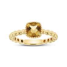 Load image into Gallery viewer, 14K Gold Square Cushion Birth Stone Bead Ring
