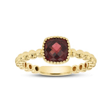 Load image into Gallery viewer, 14K Gold Square Cushion Birth Stone Bead Ring
