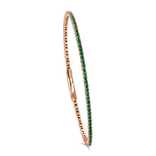 Load image into Gallery viewer, 14K Gold Emerald All the Way Around Flex Bangle

