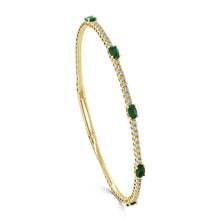 Load image into Gallery viewer, 14K Gold Emerald &amp; Diamond Flex Bangle
