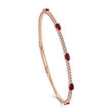 Load image into Gallery viewer, 14K Gold Ruby &amp; Diamond Flex Bangle
