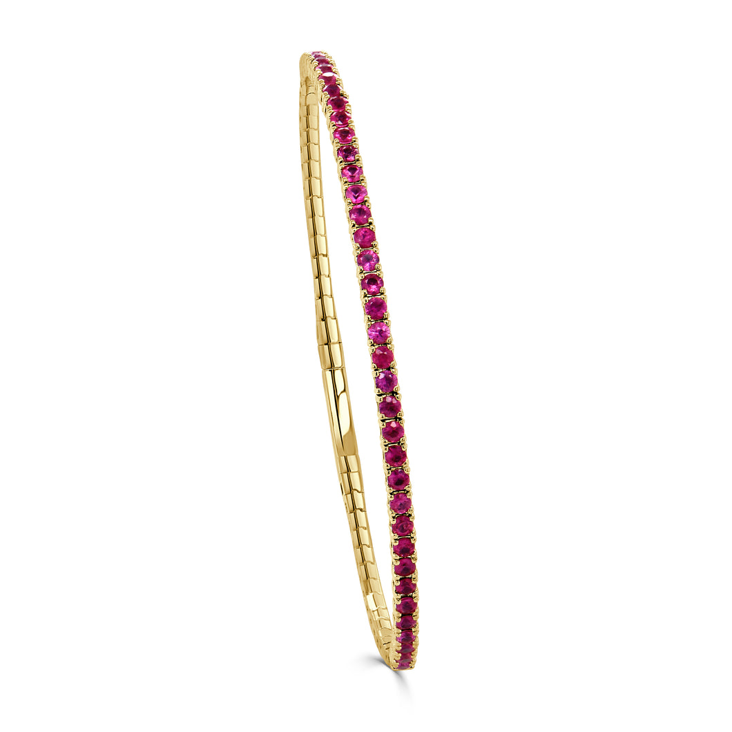 14K Gold Ruby Flex Bangle (Half Way)