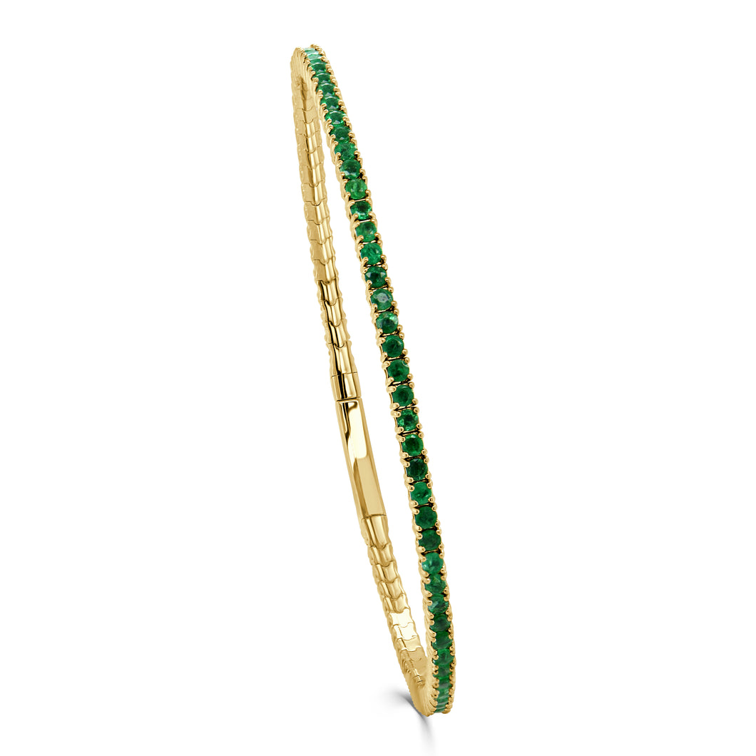 14K Gold Emerald Flex Bangle