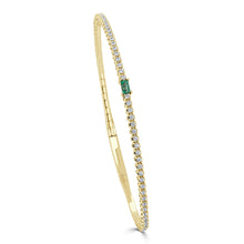 Load image into Gallery viewer, 14K Gold Emerald &amp; Diamond Flex Bangle
