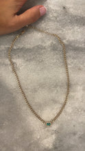 Load image into Gallery viewer, 14K Yellow Gold Emerald &amp; Diamond Curb Link Chain necklace 14-16&quot;
