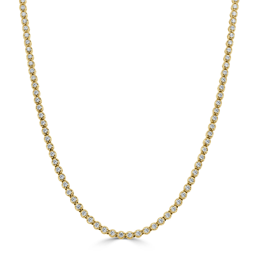 14K Yellow Gold Diamond Tennis Necklace / Bracelet 2.15cts