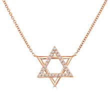 Load image into Gallery viewer, 14K Gold Diamond Star of  David Necklace
