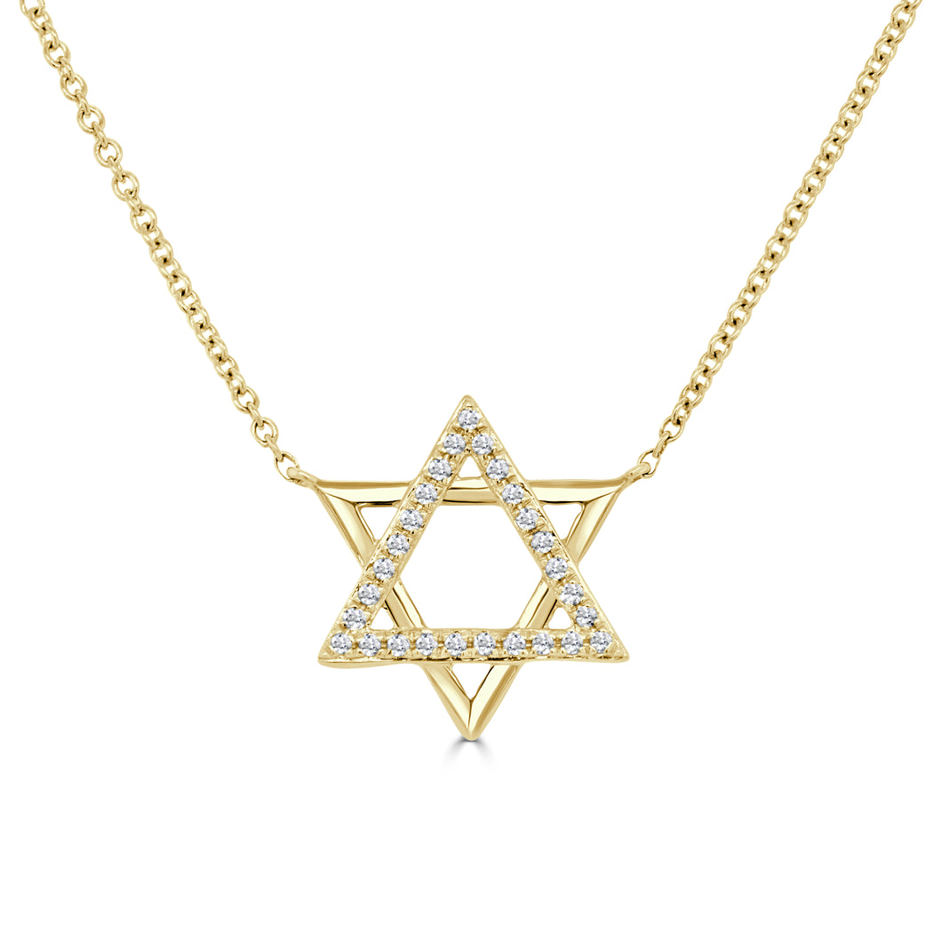 14K Gold Diamond Star of  David Necklace