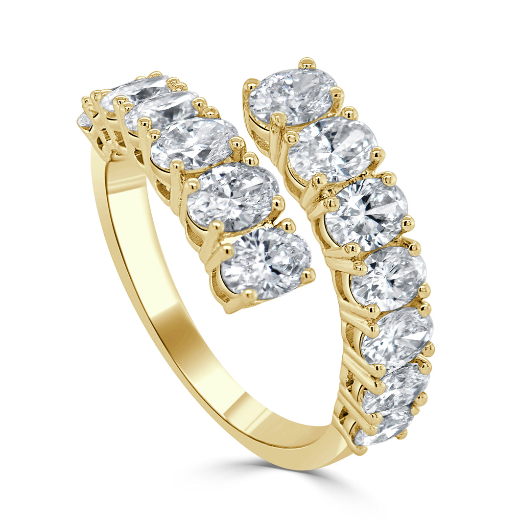 14K Gold Oval Diamond Bypass Ring