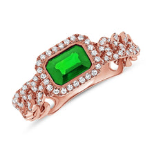 Load image into Gallery viewer, 14K Gold Emerald &amp; Diamond Link Rign
