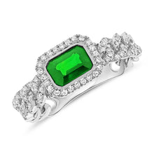 Load image into Gallery viewer, 14K Gold Emerald &amp; Diamond Link Rign
