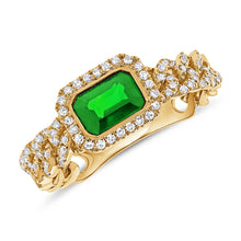 Load image into Gallery viewer, 14K Gold Emerald &amp; Diamond Link Rign
