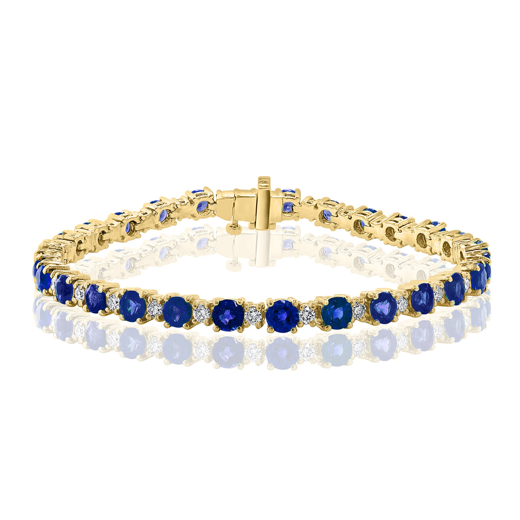 14K Yellow Gold Sapphire & Diamond Bracelet