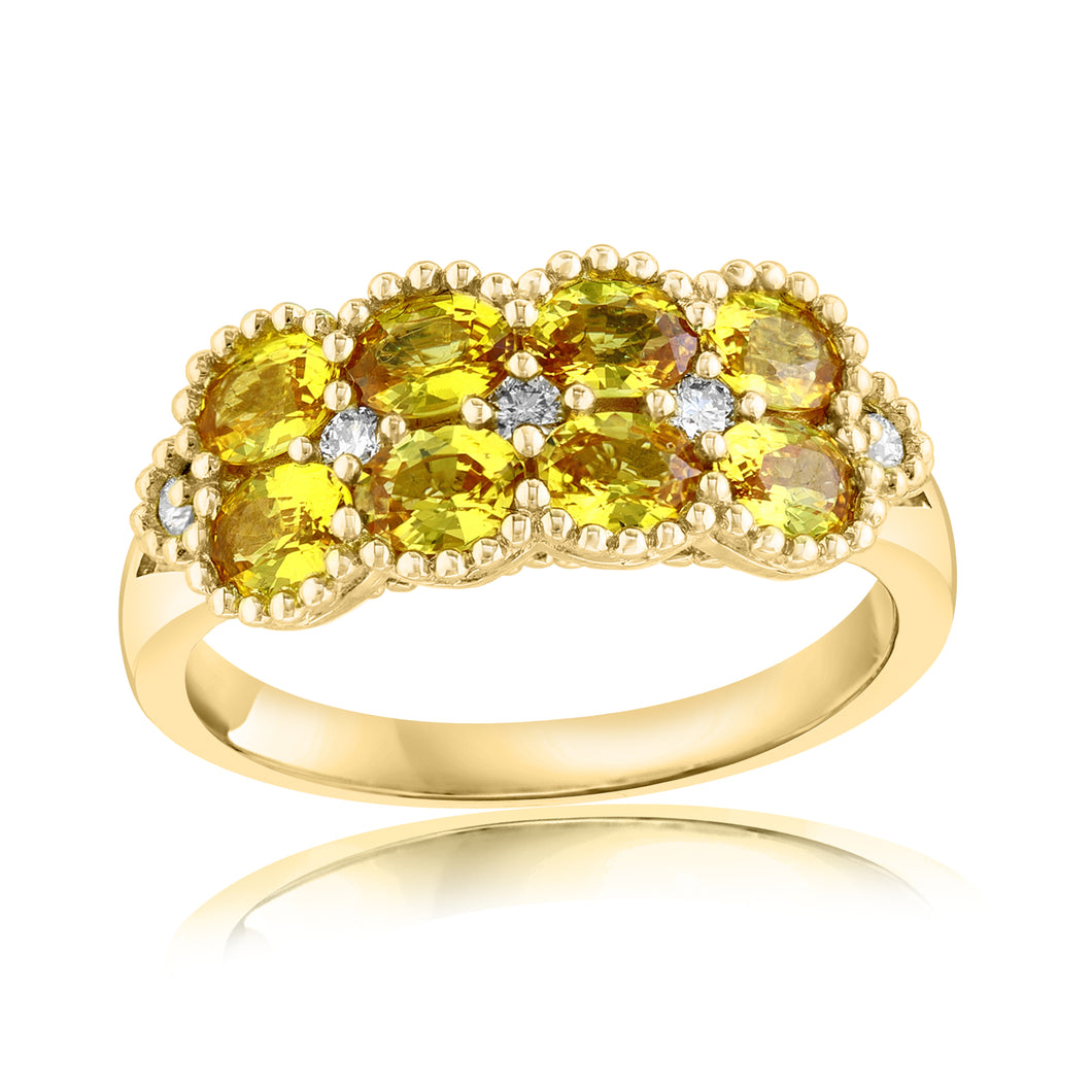 14K Yellow Gold Yellow Sapphire & Diamond Ring