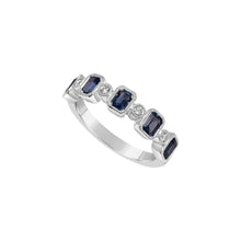 Load image into Gallery viewer, 14K White Gold Blue Sapphire &amp; Diamond Band

