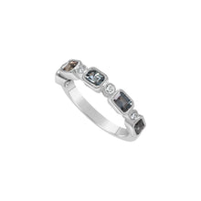 Load image into Gallery viewer, 14K White Gold Teal Sapphire &amp; Diamond Band
