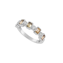 Load image into Gallery viewer, 14K White Gold Yellow Sapphire &amp; Diamond Ring
