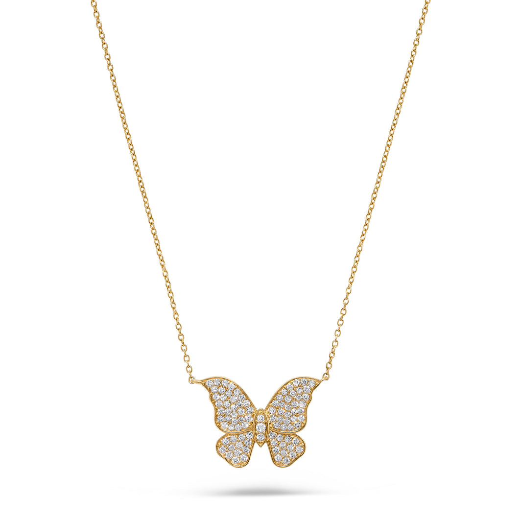 14K Gold Diamond Butterfly Necklace