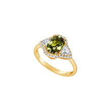 Load image into Gallery viewer, 18K Yellow Gold Fancy Color Green Sapphire &amp; Diamond Ring
