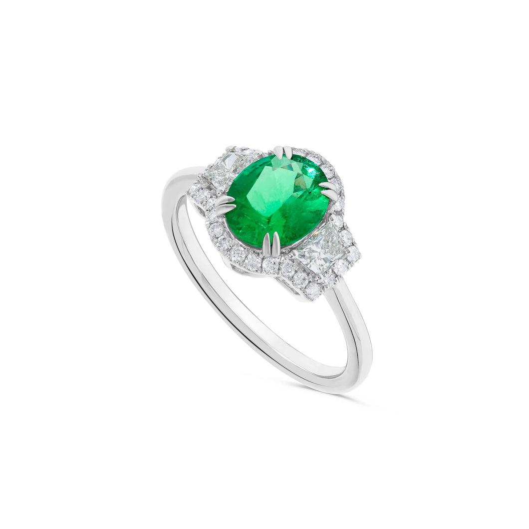 14K Gold Emerald & Diamond Ring