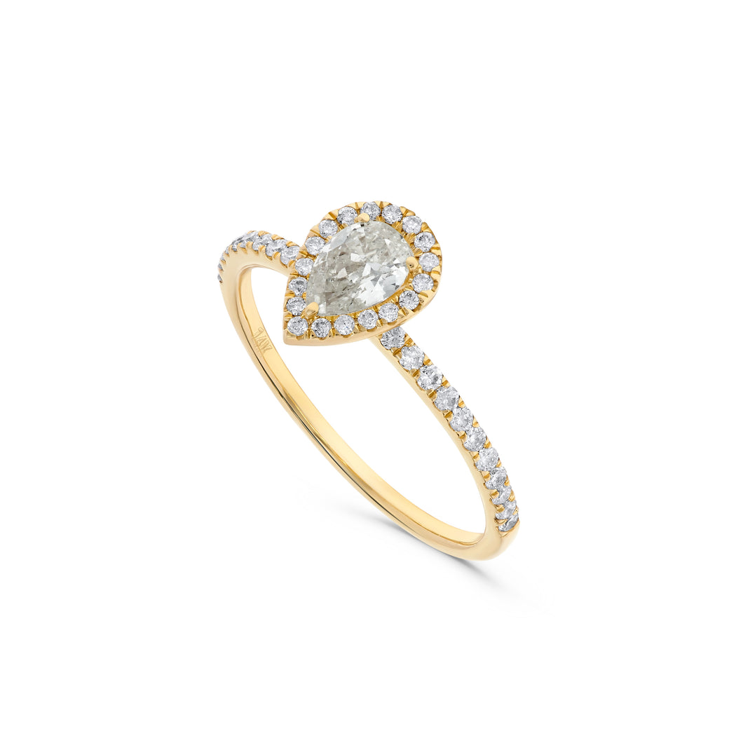 14K Gold Diamond Pear Shape Ring