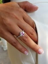 Load image into Gallery viewer, 14K White Gold Pink Sapphire &amp; Diamond Ring - No Heat
