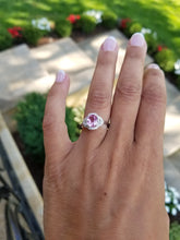 Load image into Gallery viewer, 18K White Gold Pink Sapphire &amp; Diamond Ring - No Heat

