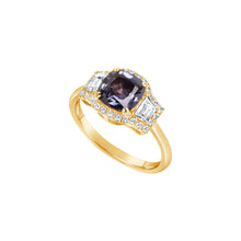 Load image into Gallery viewer, 18K Yellow Gold Teal Sapphire &amp; Diamond Ring - No Heat
