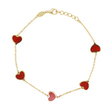 Load image into Gallery viewer, 14k Gold Heart Inlay Gemstone Bracelet

