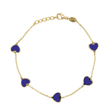 Load image into Gallery viewer, 14k Gold Heart Inlay Gemstone Bracelet
