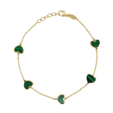 Load image into Gallery viewer, 14k Gold Heart Inlay Gemstone Bracelet
