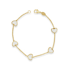 Load image into Gallery viewer, 14k Gold Heart Inlay Gemstone Bracelet
