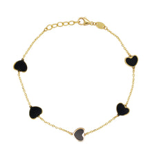 Load image into Gallery viewer, 14k Gold Heart Inlay Gemstone Bracelet
