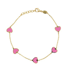 Load image into Gallery viewer, 14k Gold Heart Inlay Gemstone Bracelet
