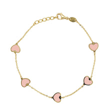 Load image into Gallery viewer, 14k Gold Heart Inlay Gemstone Bracelet
