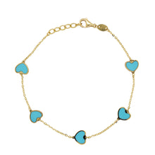 Load image into Gallery viewer, 14k Gold Heart Inlay Gemstone Bracelet
