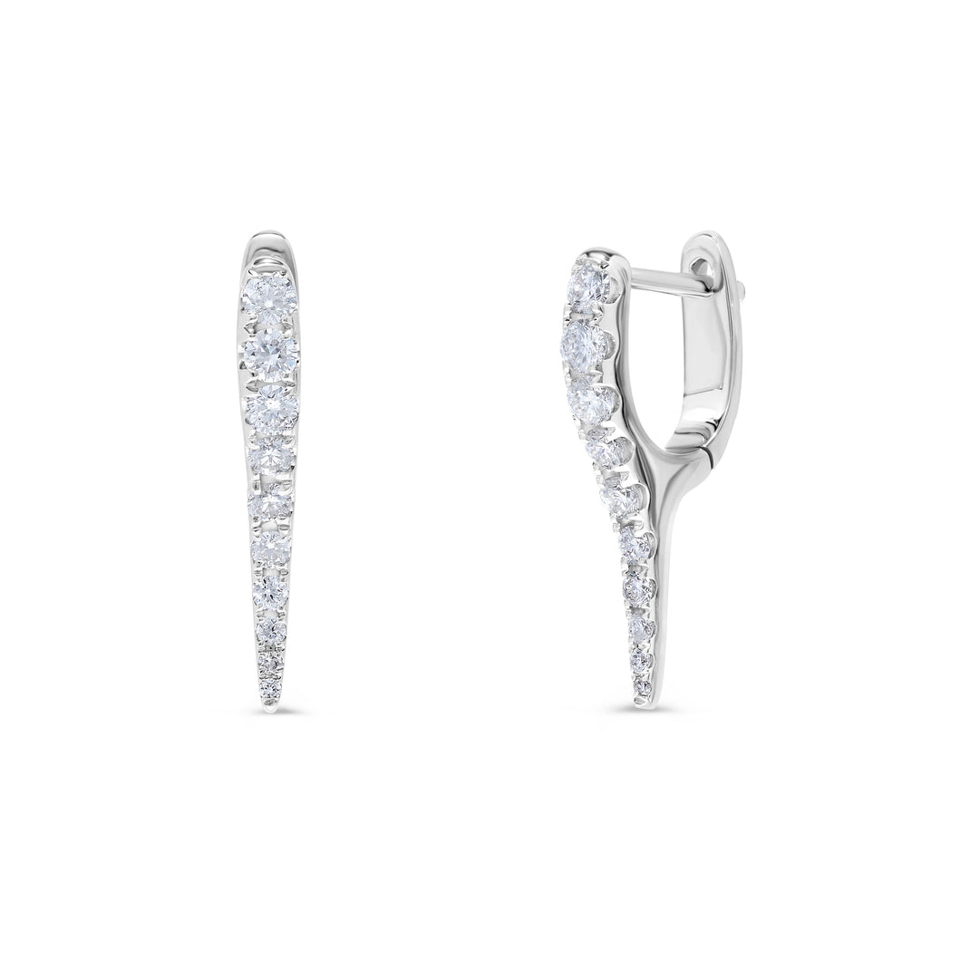 14K Diamond Icicle Hoop Earrings